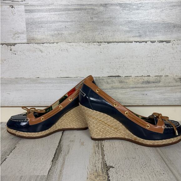 Milly for Sperry Top-Sider Women’s 9.5 Blue Leather Espadrille Wedge Sandals - Picture 6 of 9